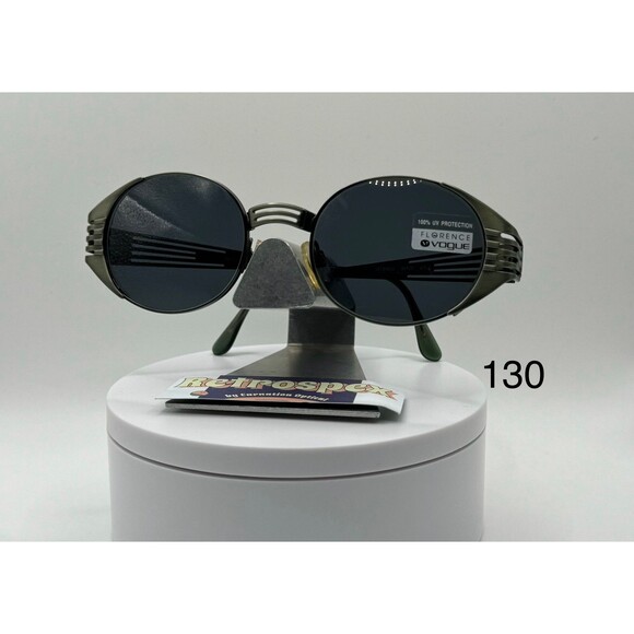 Vintage Sunglasses NOS Y2K Round Style Gray Lens Vogue Green Frame 2000s Retro main image 6